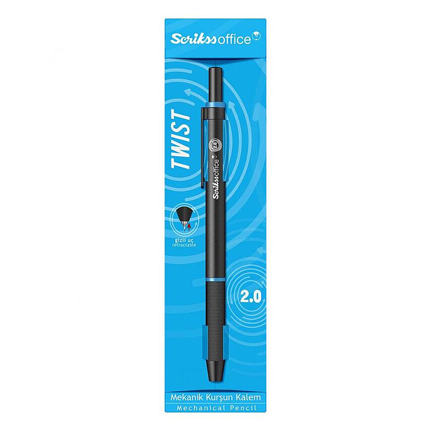Scrikss Twist Mekanik Kurşun Kalem 2 mm Mavi - 2