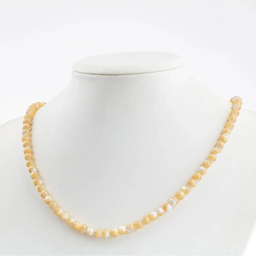 Sedef 6 mm Dizi Doğal Taş Kolye - 1