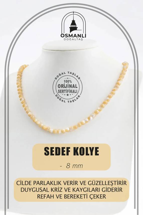 Sedef 6 mm Dizi Doğal Taş Kolye - 2