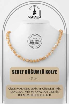 Sedef 8 mm Düğümlü Doğal Taş Kolye - 2