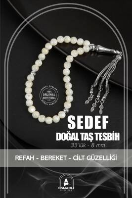 Sedef Doğal Taş Tesbih 33lük - 8mm - 2