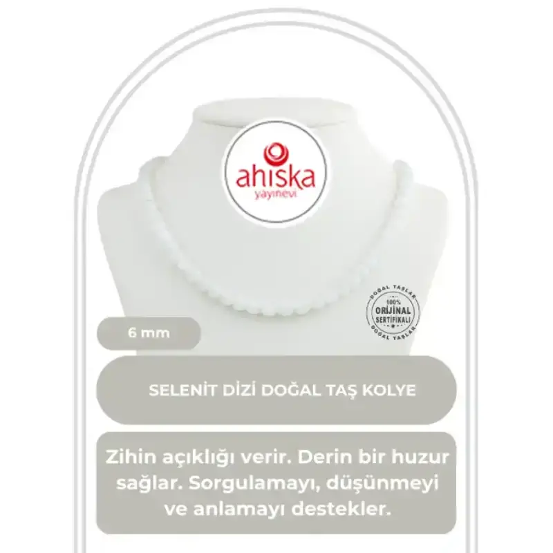 Selenit 6 mm Dizi Doğal Taş Kolye - 1