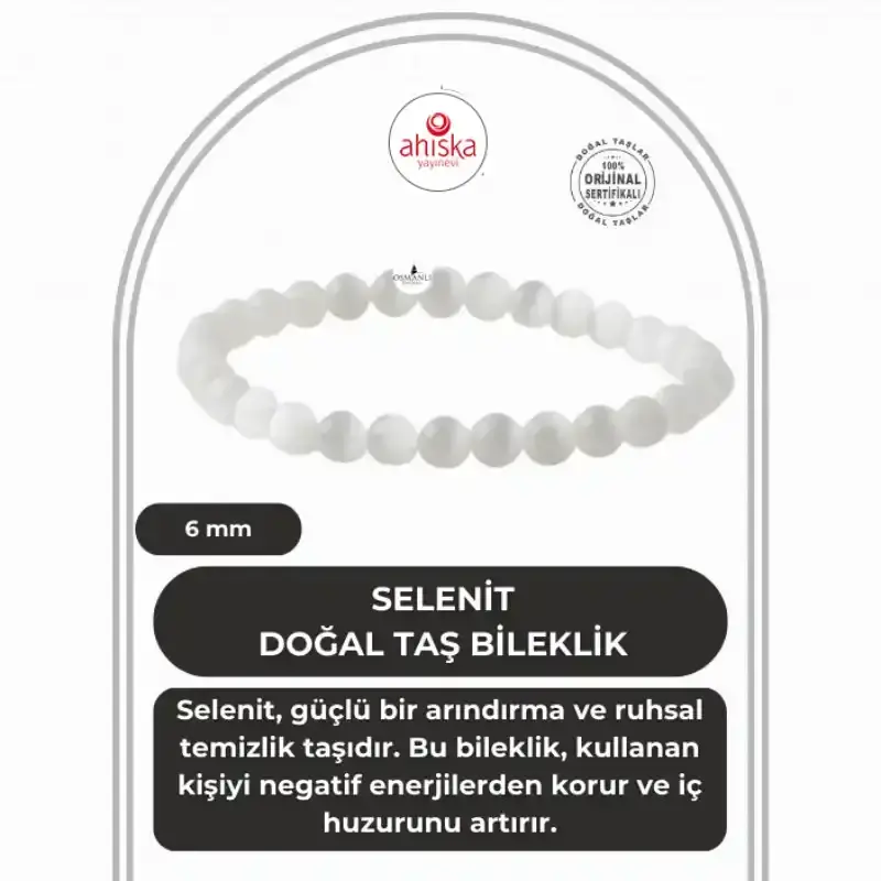 Selenit 6mm Doğal Taş Bileklik - 1