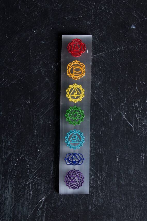 Selenit 7 Çakra Kabartmalı Enerji Plakası (S.K. 229) - 2