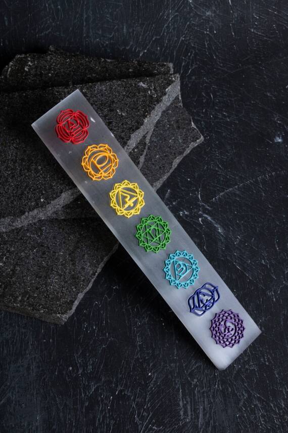 Selenit 7 Çakra Kabartmalı Enerji Plakası (S.K. 229) - 4