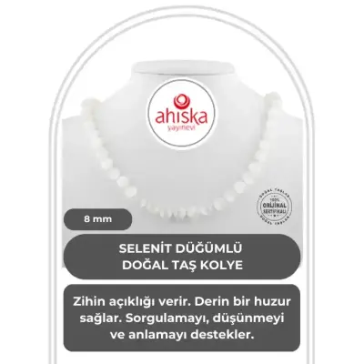Selenit 8 mm Düğümlü Doğal Taş Kolye - Doğal Taş (1)