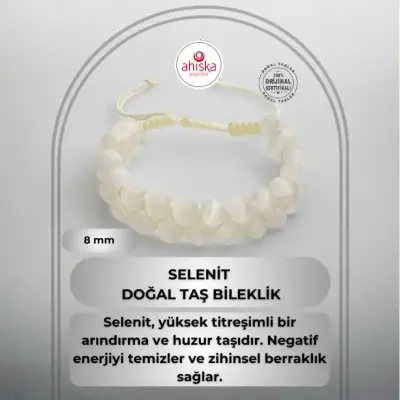 Selenit 8mm Çift Sıra Makrome Doğal Taş Bileklik - Doğal Taş (1)