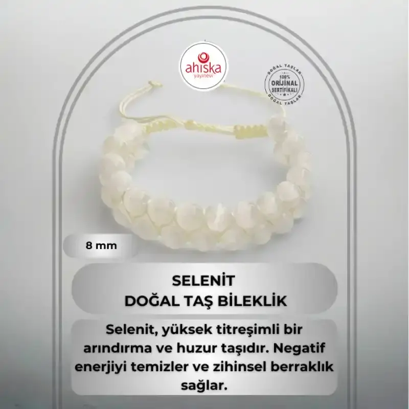Selenit 8mm Çift Sıra Makrome Doğal Taş Bileklik - 2