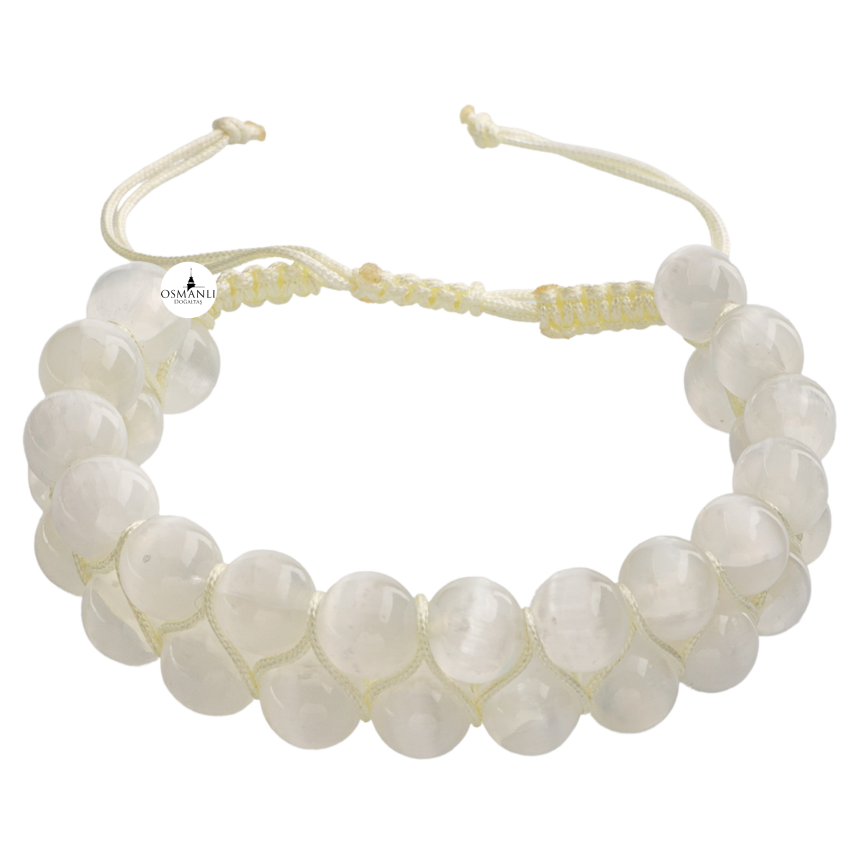Selenit 8mm Çift Sıra Makrome Doğal Taş Bileklik - 3