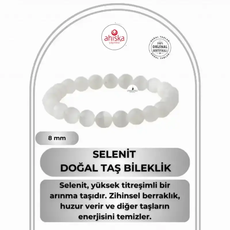 Selenit 8mm Doğal Taş Bileklik - 1