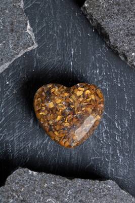 Sertfikalı Kaplan Gözü Kalp - Osmanlı Doğal Taş