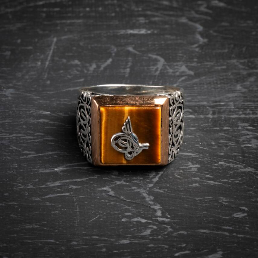 Sertifikalı 5-10 mm Silindir Kesim 20,25 gr Gold Eskitme Kaplamalı Gümüş İmame ve Püsküllü Kehribar Tesbih - 1