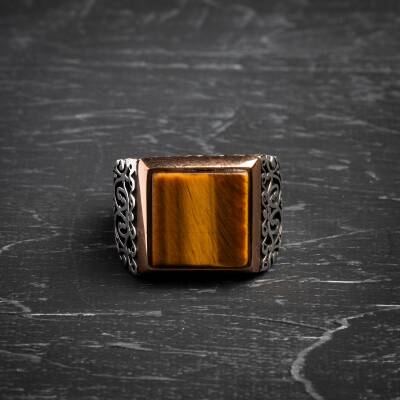 Sertifikalı 5-10 mm Silindir Kesim Gold Eskitme Kaplamalı Gümüş İmame ve Püsküllü Kehribar Tesbih - 18,47 gr - 2