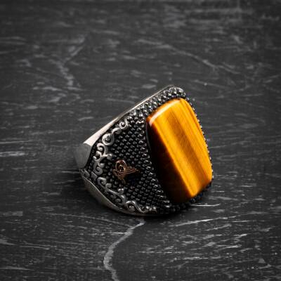 Sertifikalı 7-8 mm Silindir Kesim Gold Eskitme Kaplamalı Gümüş İmame ve Püsküllü Kehribar Tesbih - 5