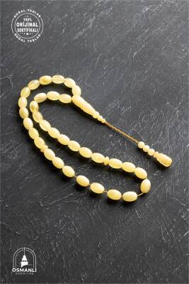 Sertifikalı 8-9 mm Arpa Kesim Kehribar Tesbih - Geleneksel ve Zarif Tasarım - Osmanlı Doğaltaş