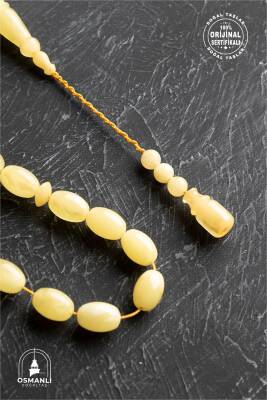 Sertifikalı 8-9 mm Arpa Kesim Kehribar Tesbih - Geleneksel ve Zarif Tasarım - 3