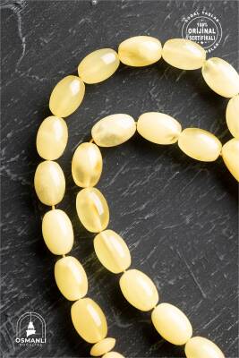 Sertifikalı 8-9 mm Arpa Kesim Kehribar Tesbih - Geleneksel ve Zarif Tasarım - 4