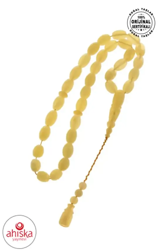 Sertifikalı 8-9 mm Arpa Kesim Kehribar Tesbih - Geleneksel ve Zarif Tasarım - 5