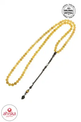 Sertifikalı 99lu Yaprak Motifli Gümüş Kehribar Tesbih - 6 mm Küre Kesim - 5