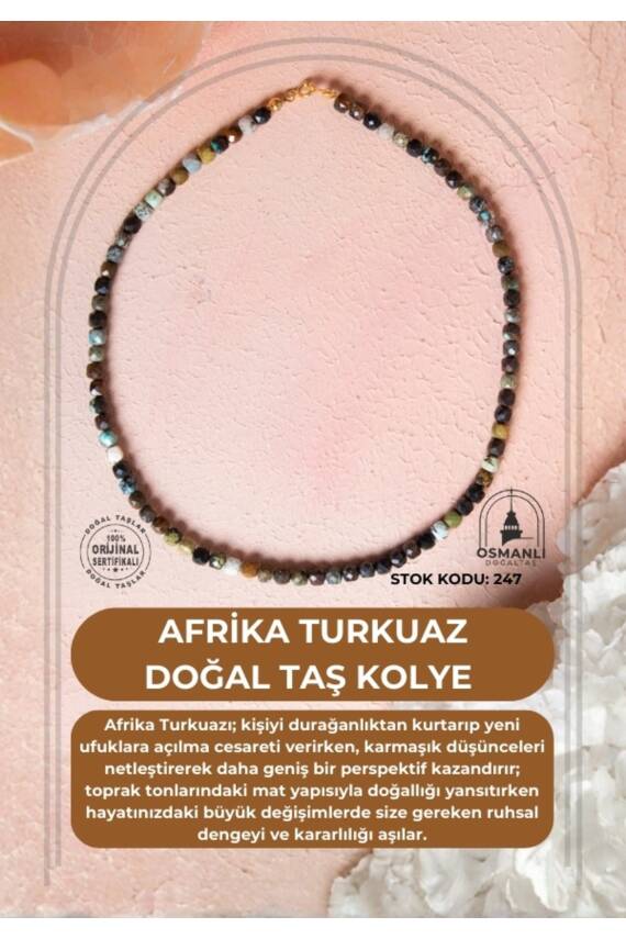 Sertifikalı Afrika Turkuaz Doğal Taş Kolye (SK:247) - 1