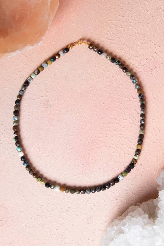 Sertifikalı Afrika Turkuaz Doğal Taş Kolye (SK:247) - 2