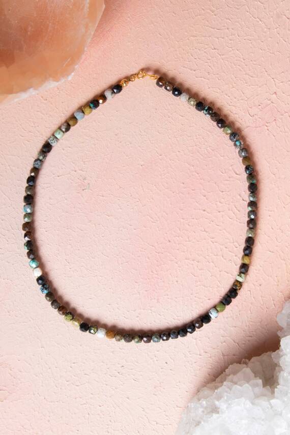 Sertifikalı Afrika Turkuaz Doğal Taş Kolye (SK:247) - 1