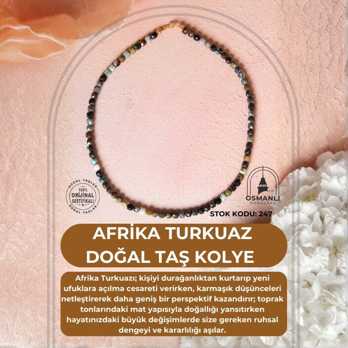 Sertifikalı Afrika Turkuaz Doğal Taş Kolye (SK:247) - 2
