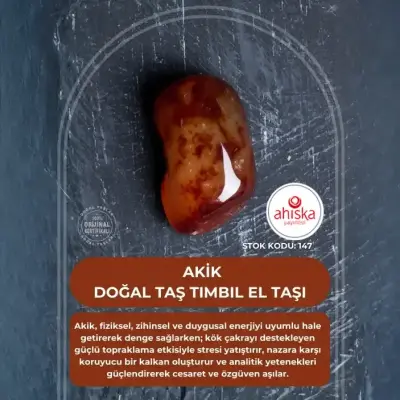 Sertifikalı Akik Doğal Taş Tımbıl El Taşı (SK147) - 1