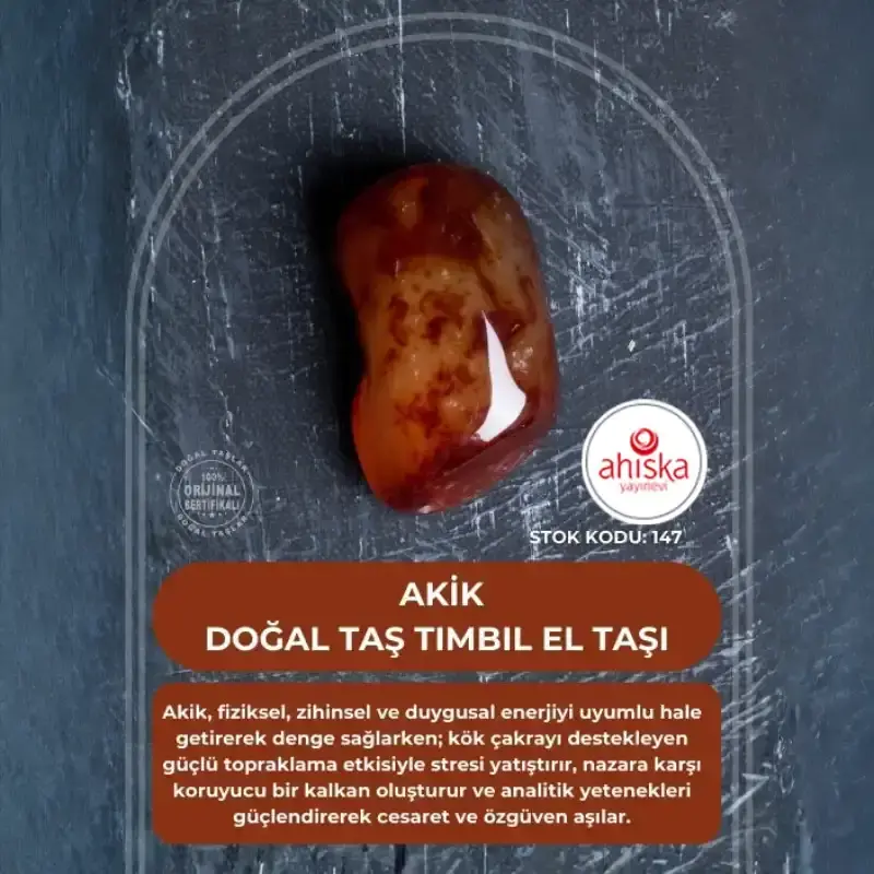 Sertifikalı Akik Doğal Taş Tımbıl El Taşı (SK147) - 1
