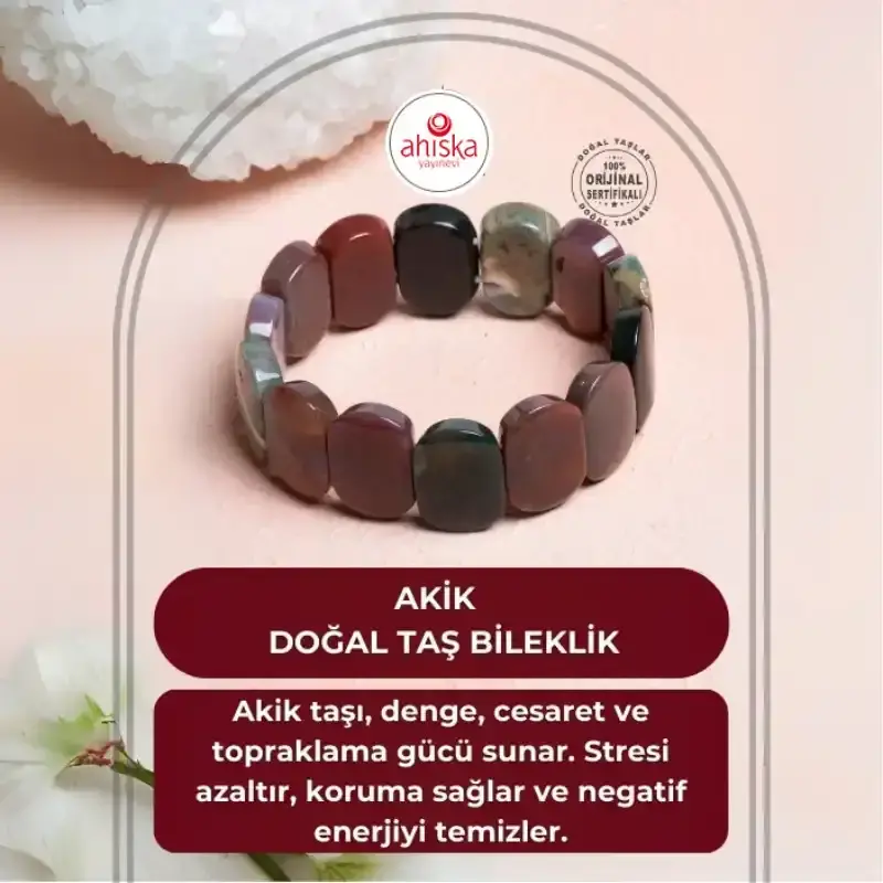 Sertifikalı Akik Geniş Kesim Doğal Taş Bileklik - 2