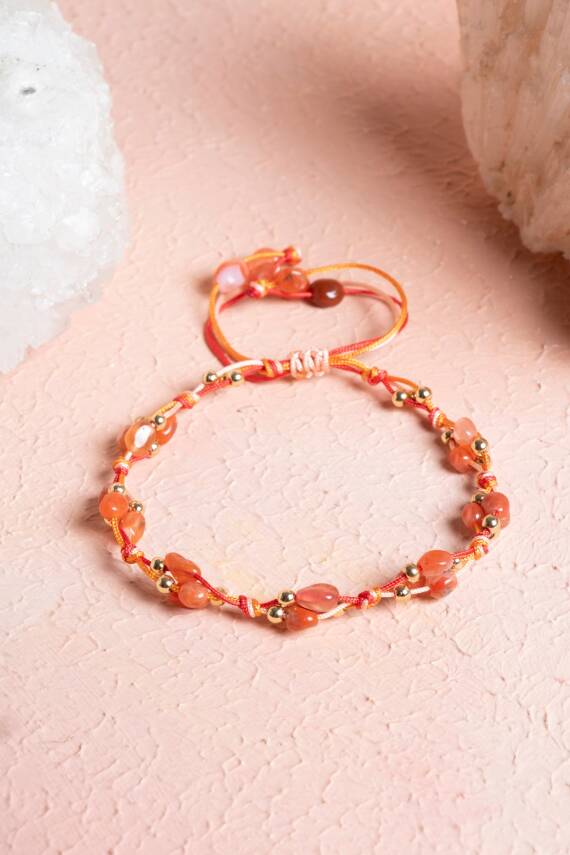 Sertifikalı Akik, Hematit Doğal Taş Makrome Bileklik (SK:236) - 2