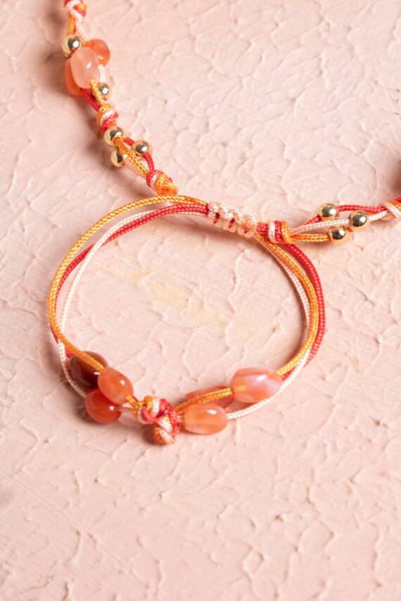 Sertifikalı Akik, Hematit Doğal Taş Makrome Bileklik (SK:236) - 4