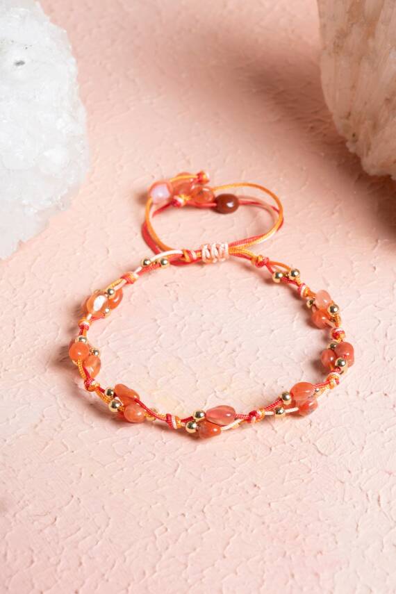 Sertifikalı Akik, Hematit Doğal Taş Makrome Bileklik (SK:236) - 1