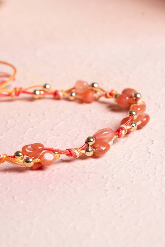 Sertifikalı Akik, Hematit Doğal Taş Makrome Bileklik (SK:236) - 4