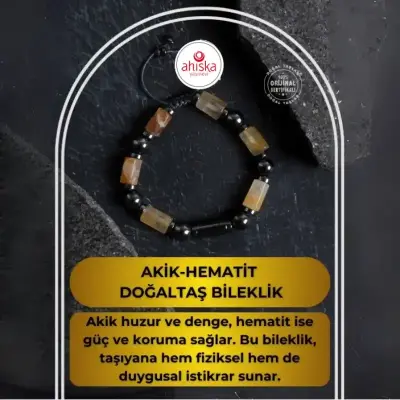 Sertifikalı Akik ve Hematit Doğaltaş Bileklik - Doğal Taş (1)