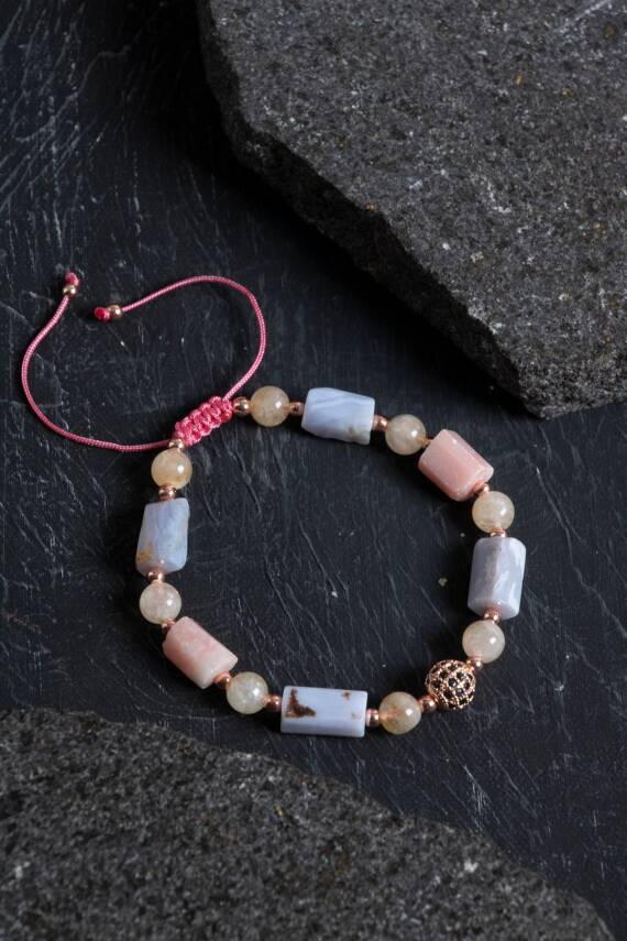 Sertifikalı Akik ve Sitrin Doğaltaş Bileklik - 1