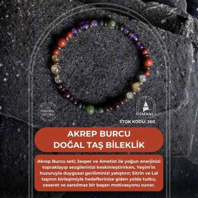 Sertifikalı Akrep Burcu Doğal Taş Bileklik (SK:260) - 2