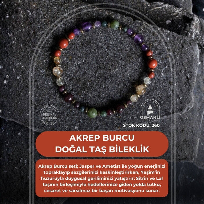 Sertifikalı Akrep Burcu Doğal Taş Bileklik (SK:260) - 2