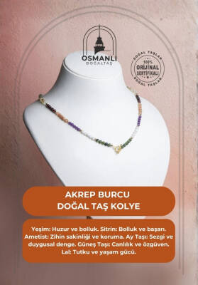 Sertifikalı Akrep Burcu Doğal Taş Kolye - 2
