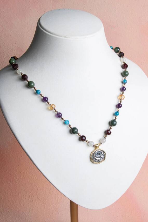 Sertifikalı Akrep Burcu Doğal Taş Makrome Kolye - 1