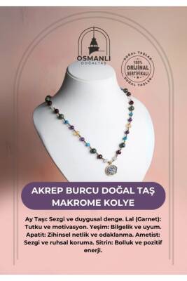 Sertifikalı Akrep Burcu Doğal Taş Makrome Kolye - 2