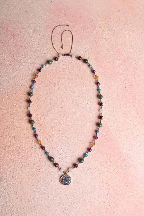 Sertifikalı Akrep Burcu Doğal Taş Makrome Kolye - 3