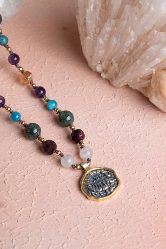 Sertifikalı Akrep Burcu Doğal Taş Makrome Kolye - 5