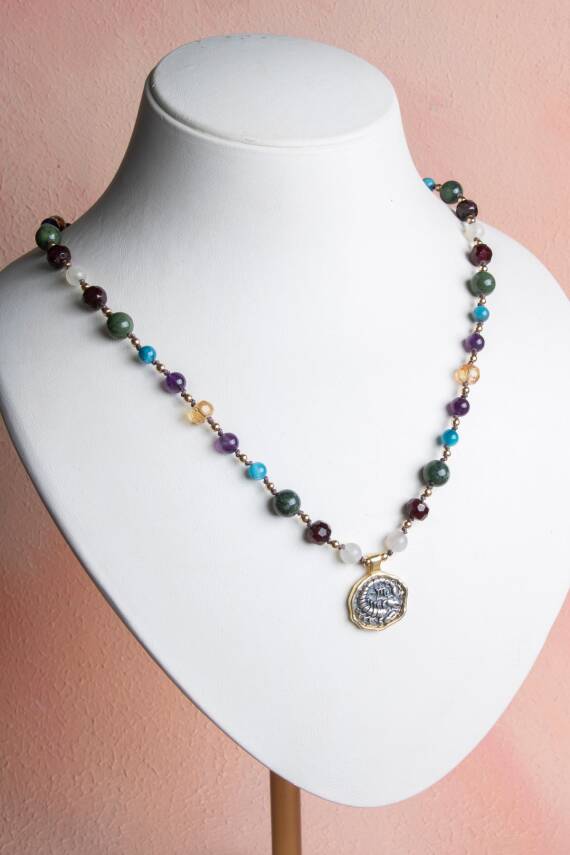 Sertifikalı Akrep Burcu Doğal Taş Makrome Kolye - 1