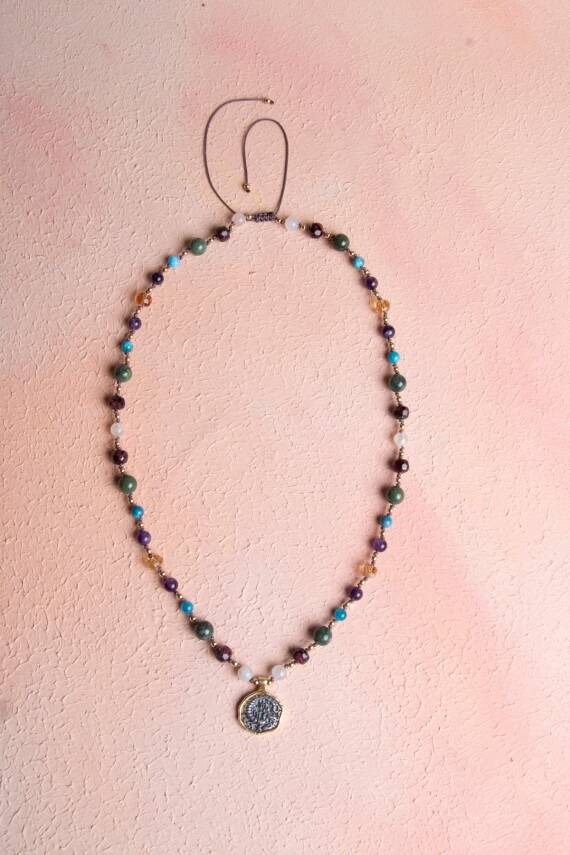 Sertifikalı Akrep Burcu Doğal Taş Makrome Kolye - 3