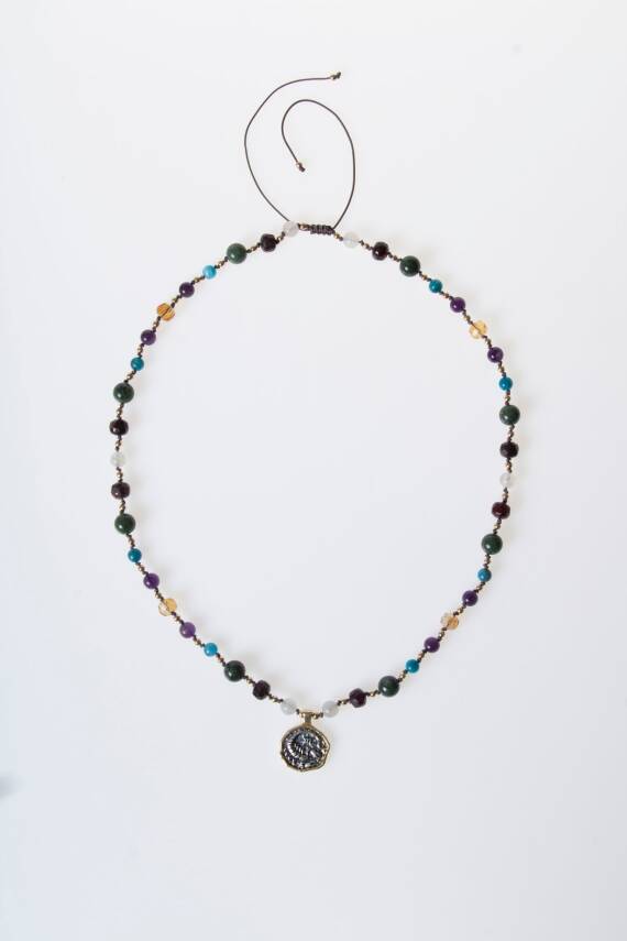 Sertifikalı Akrep Burcu Doğal Taş Makrome Kolye - 5