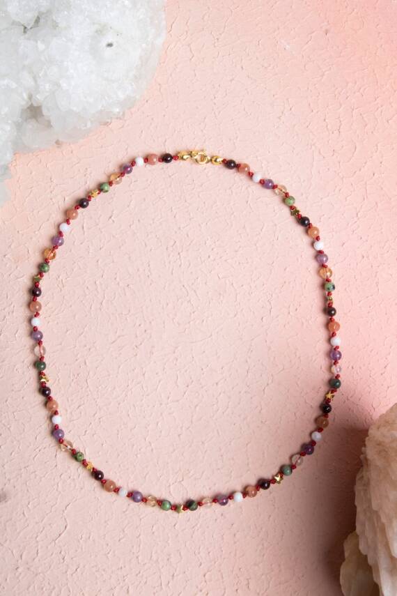 Sertifikalı Akrep Burcu Gümüş Yıldızlı Doğal Taş Kolye - 1