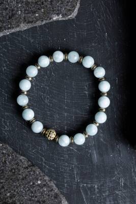 Sertifikalı Akuamarin, Hematit Zirkon Aparatlı Doğal Taş Bileklik (SK:177) - 5