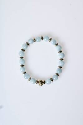 Sertifikalı Akuamarin, Hematit Zirkon Aparatlı Doğal Taş Bileklik (SK:177) - 6