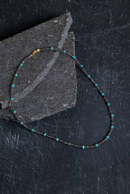 Sertifikalı Akuamarin Naturel Doğal Taş Makrome Kolye - 2